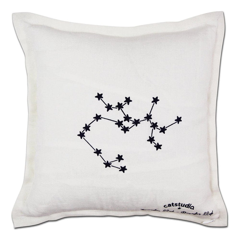 Quirks! Pillows Sagittarius Astrology Hand-Embroidered Pillow by Cat Studio