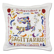Quirks! Pillows Sagittarius Astrology Hand-Embroidered Pillow by Cat Studio