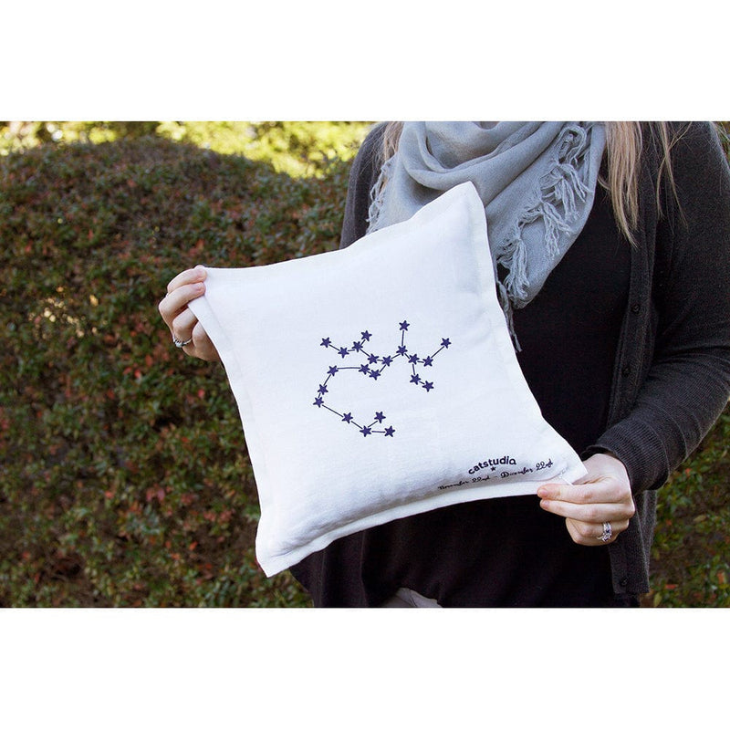 Quirks! Pillows Sagittarius Astrology Hand-Embroidered Pillow by Cat Studio