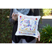 Quirks! Pillows Sagittarius Astrology Hand-Embroidered Pillow by Cat Studio