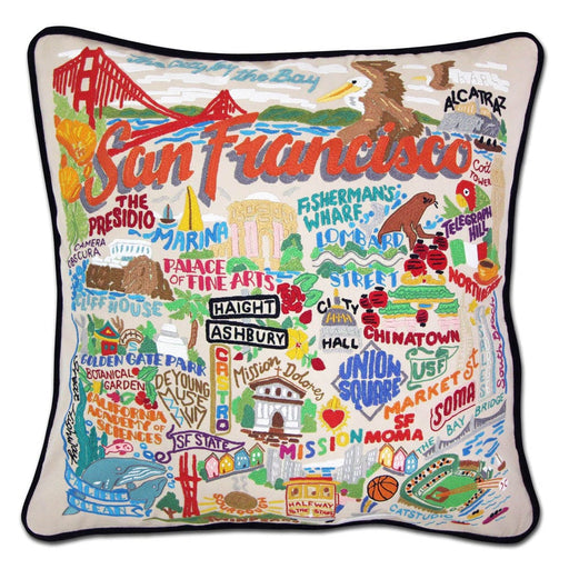 Quirks! Pillows San Francisco City Hand-Embroidered Pillow by CatStudio