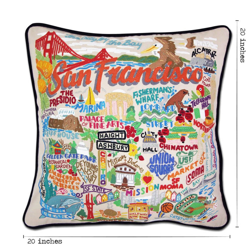 Quirks! Pillows San Francisco City Hand-Embroidered Pillow by CatStudio