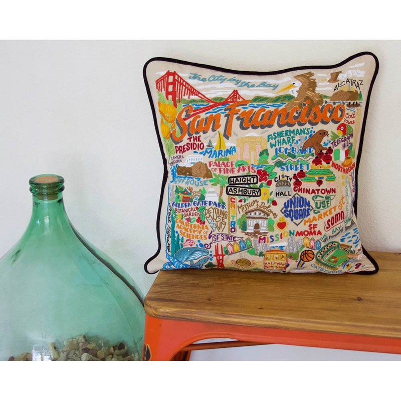 Quirks! Pillows San Francisco City Hand-Embroidered Pillow by CatStudio