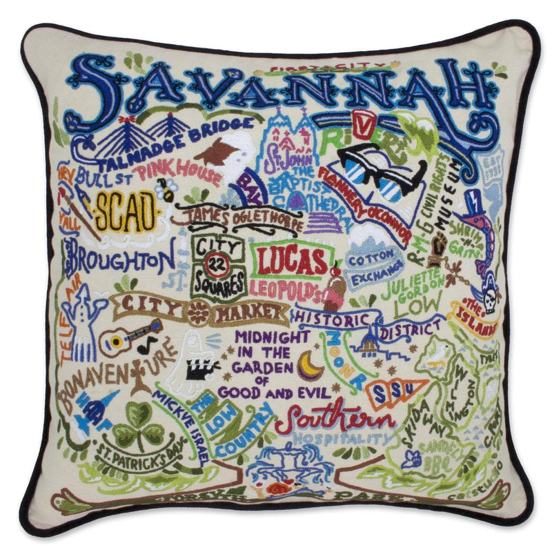 Quirks! Pillows Savannah, GA Hand-Embroidered Pillow