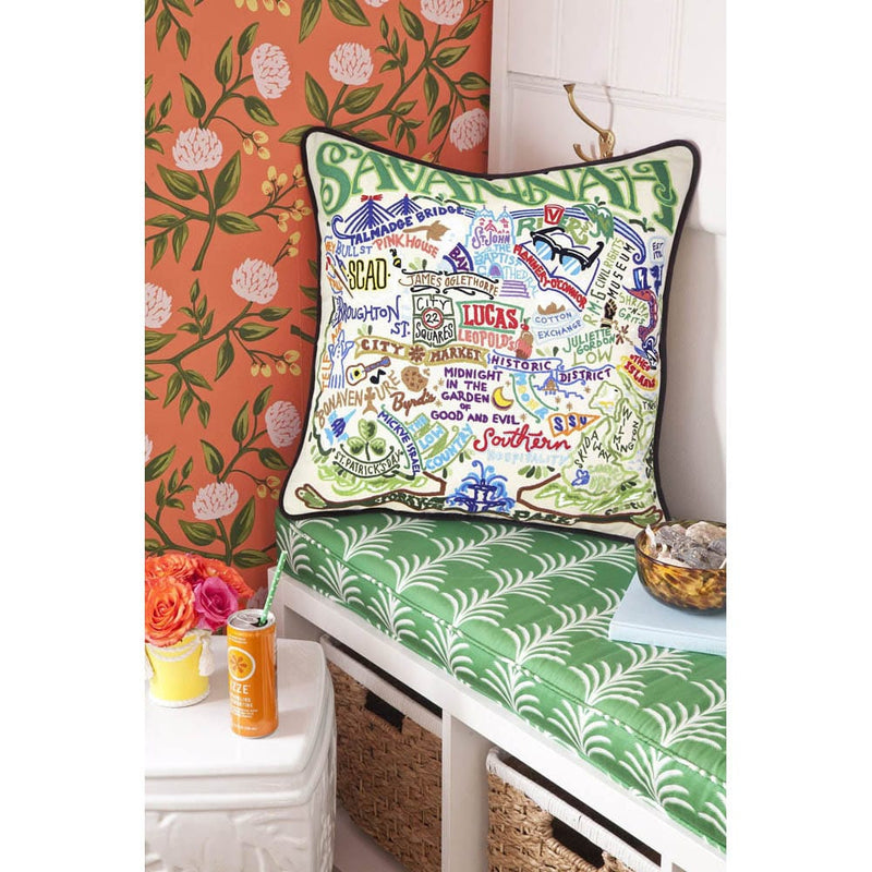 Quirks! Pillows Savannah Hand-Embroidered Pillow by CatStudio