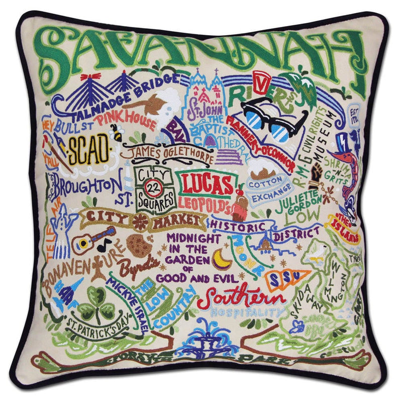 Quirks! Pillows Savannah Hand-Embroidered Pillow by CatStudio