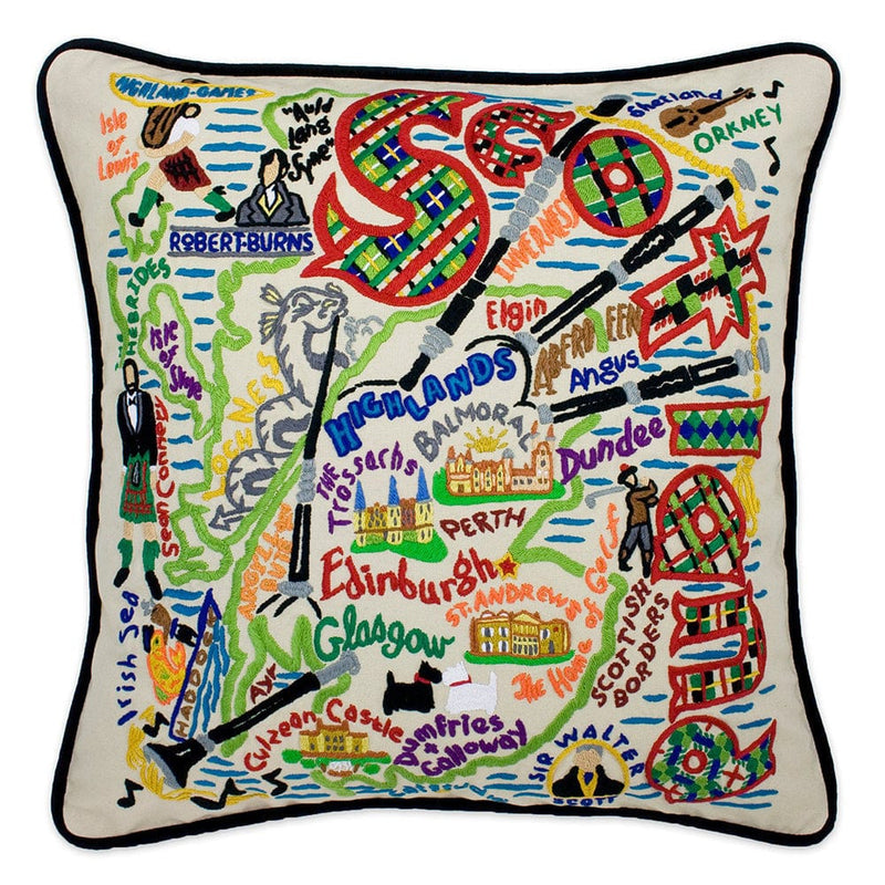 Quirks! Pillows Scotland Hand-Embroidered Pillow