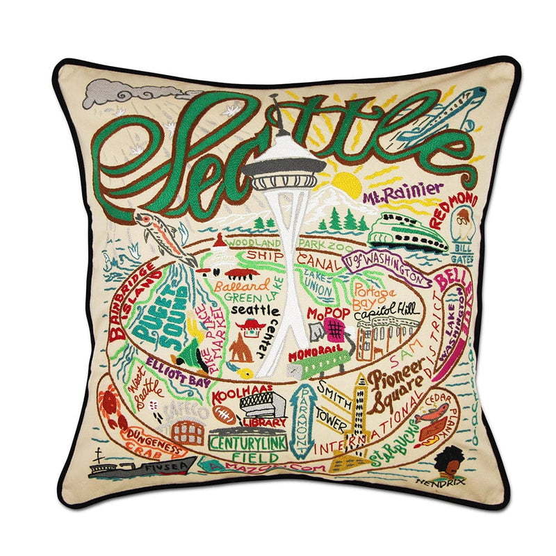 Quirks! Pillows Seattle, WA Hand-Embroidered Pillow