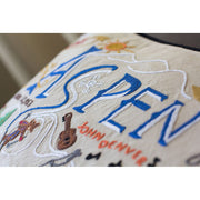 Quirks! Pillows Ski Aspen Hand-Embroidered Pillow