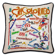 Quirks! Pillows Ski Colorado Hand-Embroidered Pillow
