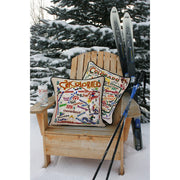 Quirks! Pillows Ski Colorado Hand-Embroidered Pillow