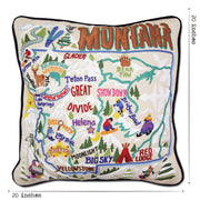 Quirks! Pillows Ski Montana Hand-Embroidered Pillow