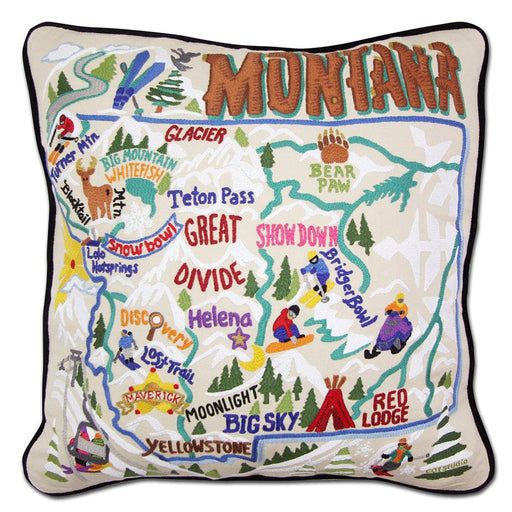 Quirks! Pillows Ski Montana Hand-Embroidered Pillow