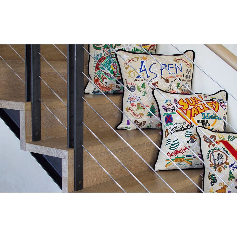 Quirks! Pillows Ski Sun Valley Hand-Embroidered Pillow