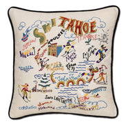 Quirks! Pillows Ski Tahoe Hand-Embroidered Pillow