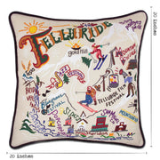 Quirks! Pillows Ski Telluride Hand-Embroidered Pillow