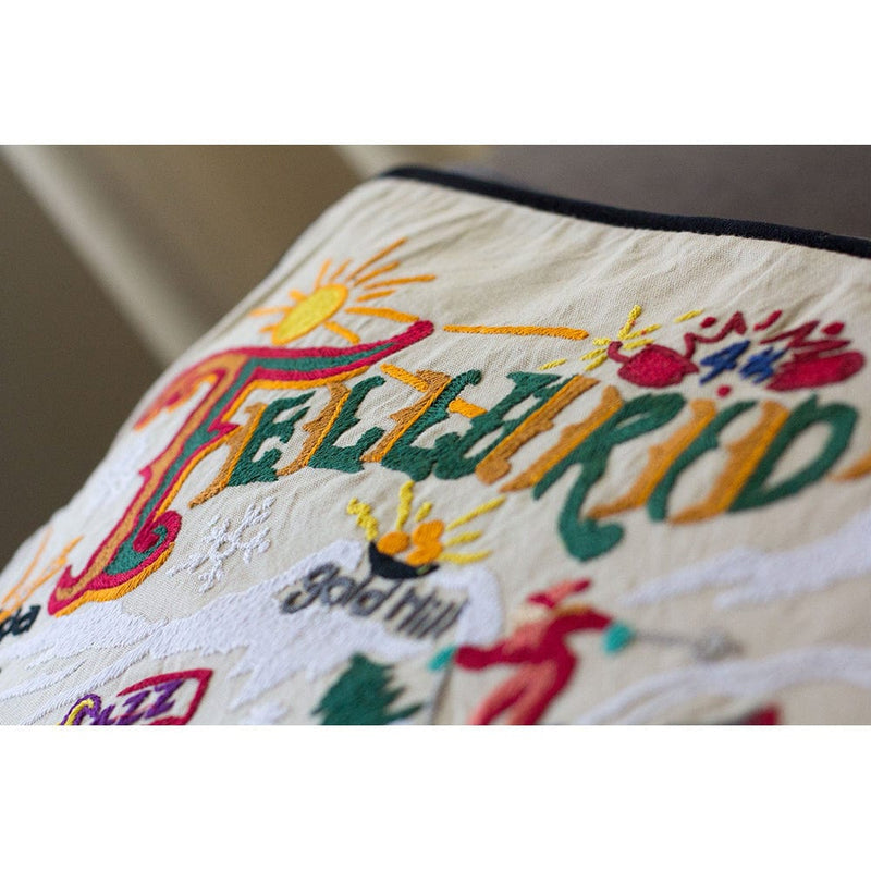 Quirks! Pillows Ski Telluride Hand-Embroidered Pillow