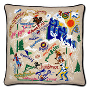 Quirks! Pillows Ski Utah Hand-Embroidered Pillow