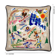 Quirks! Pillows Ski Utah Hand-Embroidered Pillow