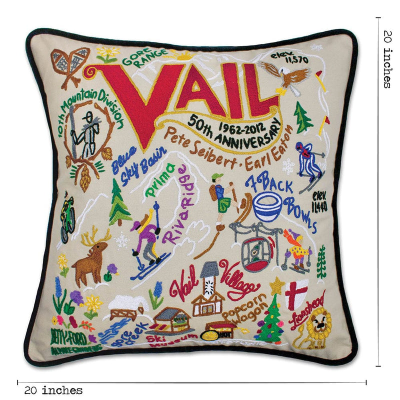 Quirks! Pillows Ski Vail Hand-Embroidered Pillow