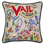 Quirks! Pillows Ski Vail Hand-Embroidered Pillow
