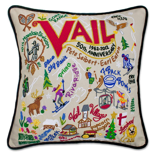 Quirks! Pillows Ski Vail Hand-Embroidered Pillow