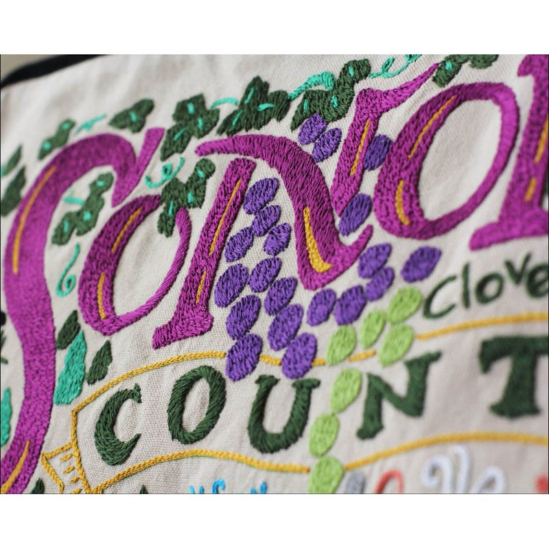 Quirks! Pillows Sonoma County Hand-Embroidered Pillow by CatStudio