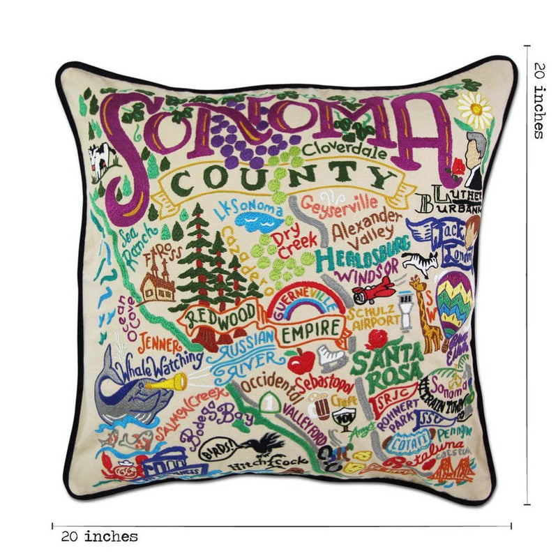 Quirks! Pillows Sonoma County Hand-Embroidered Pillow by CatStudio
