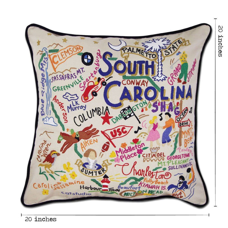 Quirks! Pillows South Carolina Hand-Embroidered Pillow