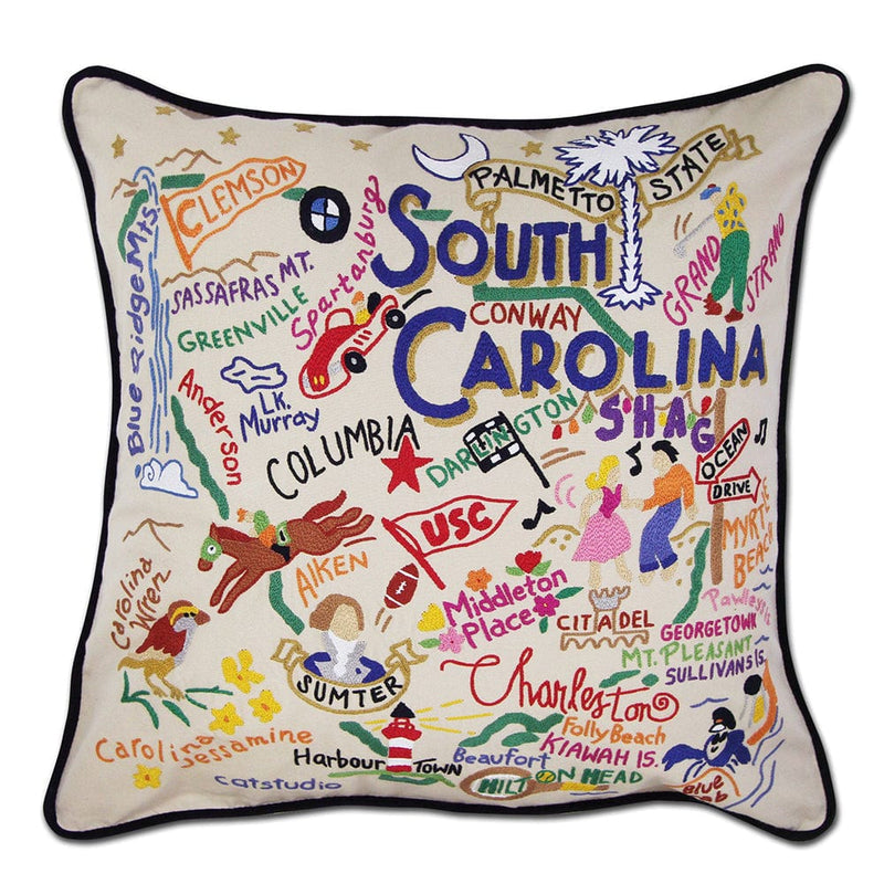 Quirks! Pillows South Carolina Hand-Embroidered Pillow