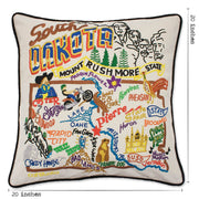 Quirks! Pillows South Dakota Hand-Embroidered Pillow