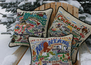 Quirks! Pillows South Pole Christmas Hand-Embroidered Pillow