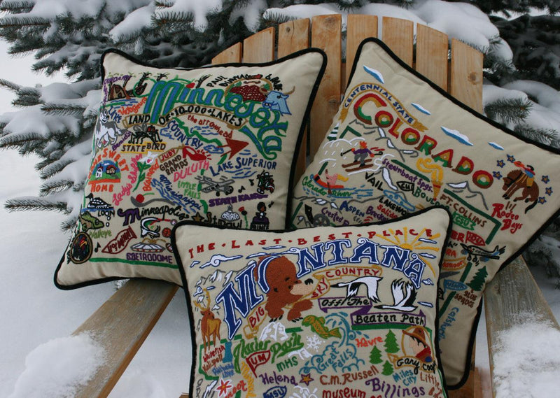Quirks! Pillows South Pole Christmas Hand-Embroidered Pillow