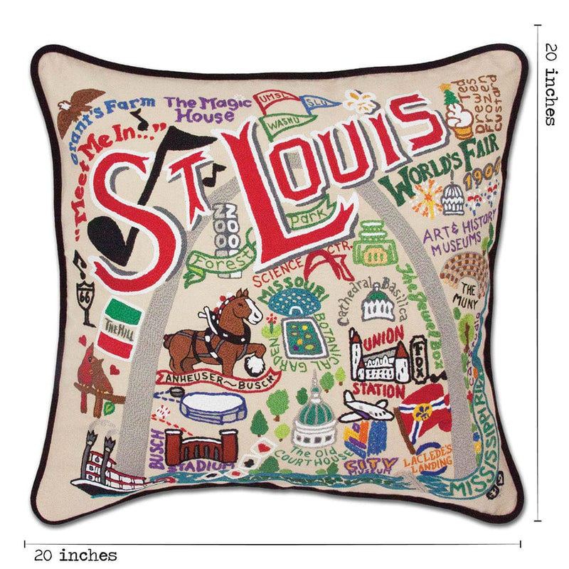 Quirks! Pillows St. Louis Hand-Embroidered Pillow by CatStudio