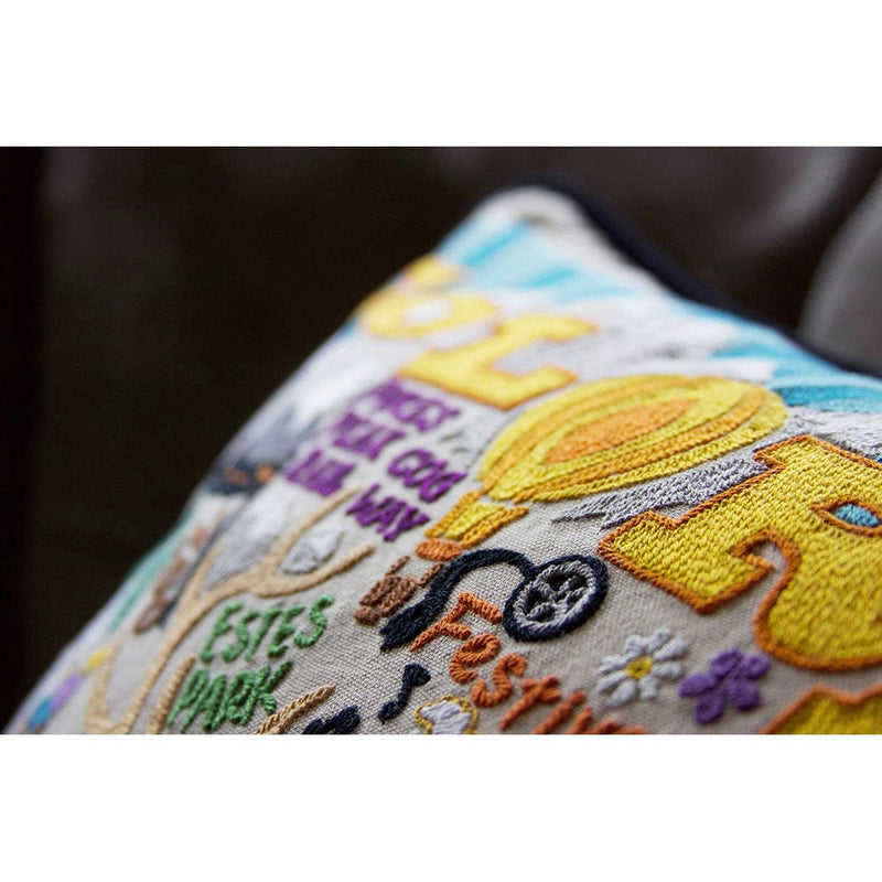 Quirks! Pillows Summer Colorado Hand-Embroidered Pillow