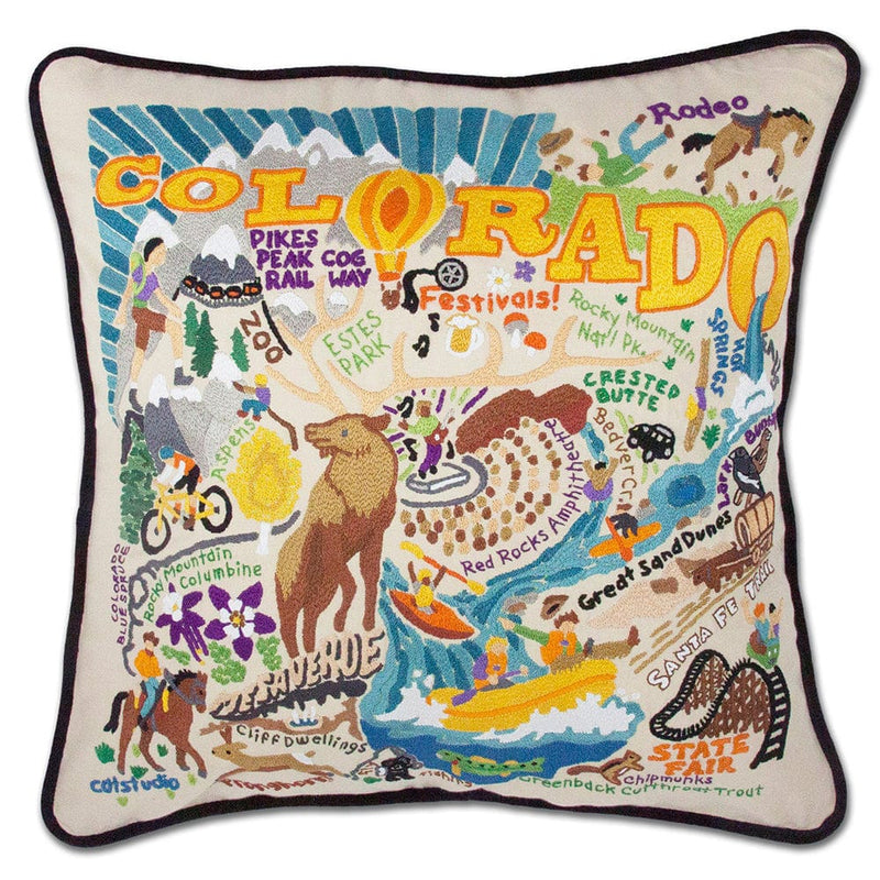 Quirks! Pillows Summer Colorado Hand-Embroidered Pillow