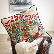 Quirks! Pillows Switzerland Hand-Embroidered Pillow