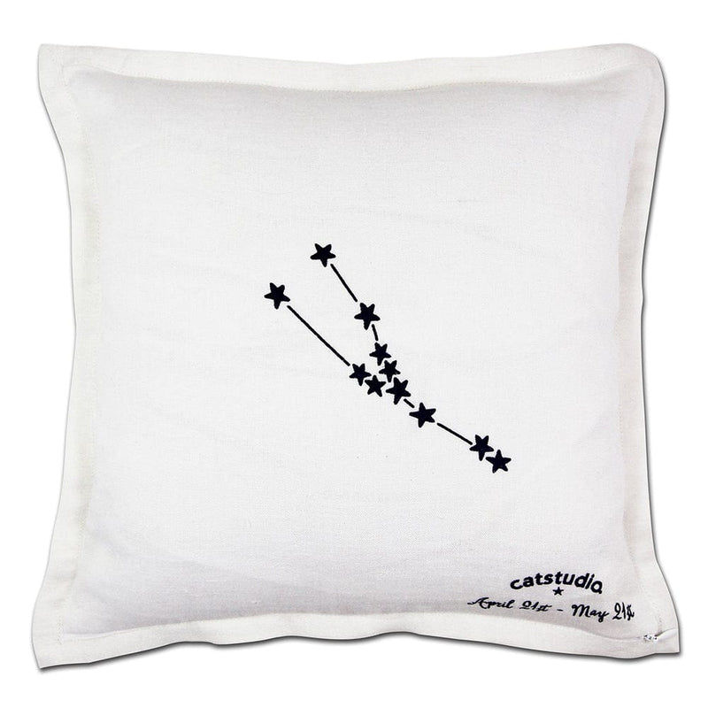 Quirks! Pillows Taurus Astrology Hand-Embroidered Pillow by Cat Studio