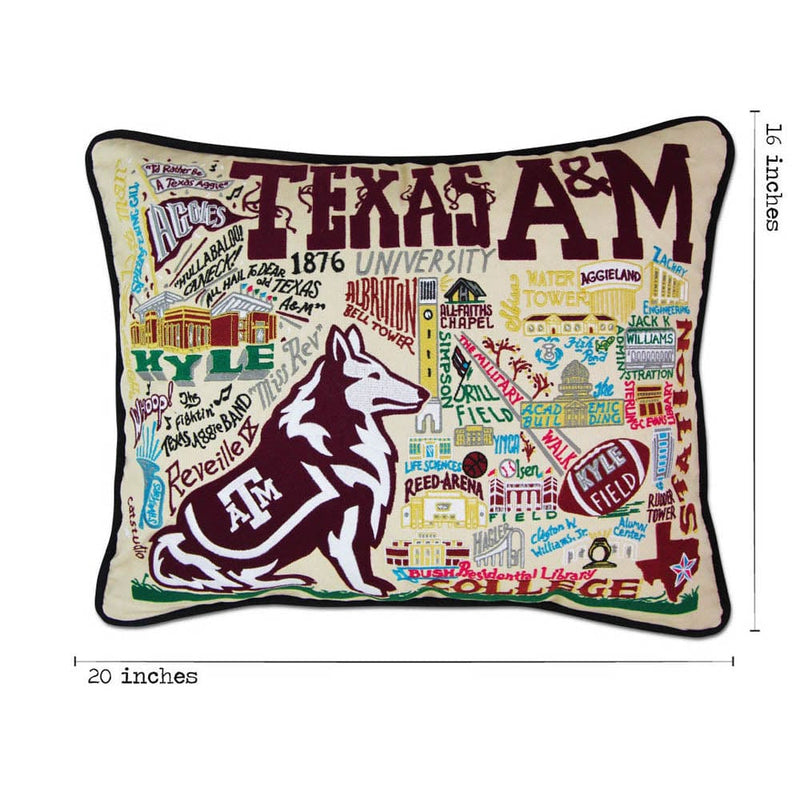 Quirks! Pillows Texas A&M University Collegiate Embroidered Pillow by CatStudio