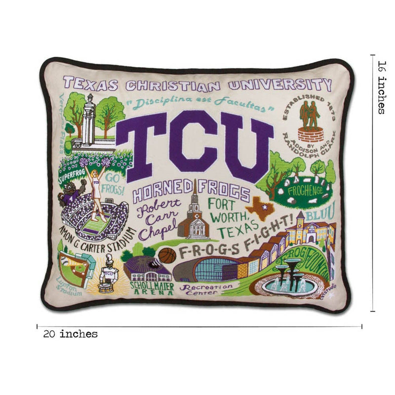 Quirks! Pillows Texas Christian University (TCU) Collegiate Embroidered Pillow by CatStudio