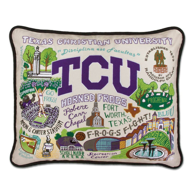 Quirks! Pillows Texas Christian University (TCU) Collegiate Embroidered Pillow by CatStudio