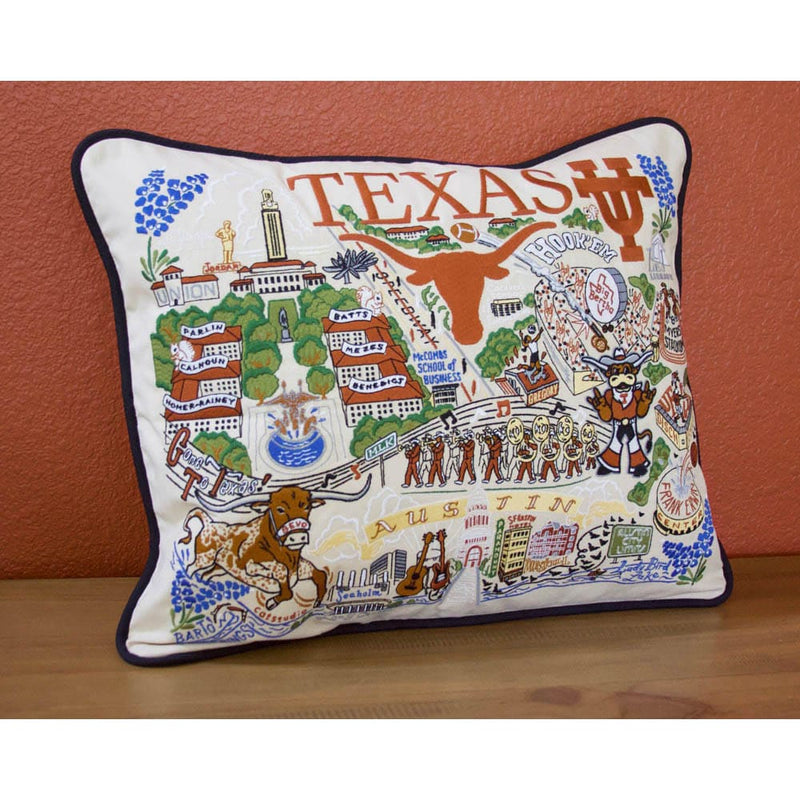 Quirks! Pillows Texas, University of Collegiate Embroidered Pillow by CatStudio
