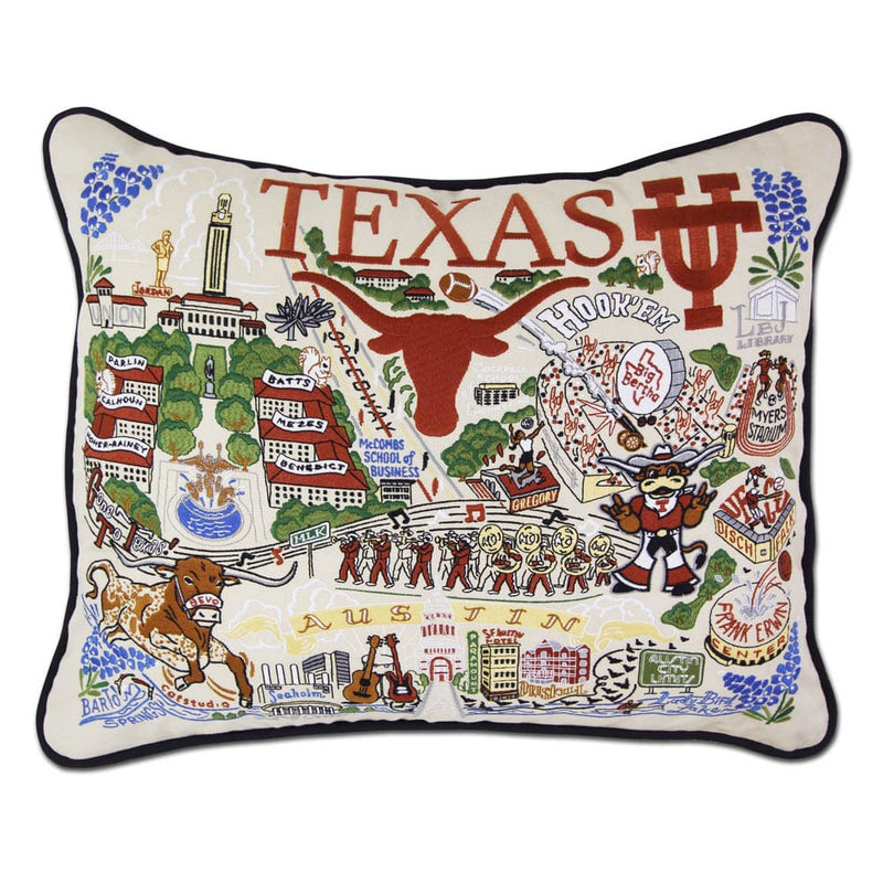 Quirks! Pillows Texas, University of Collegiate Embroidered Pillow by CatStudio