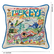 Quirks! Pillows The Keys Florida Hand-Embroidered Pillow
