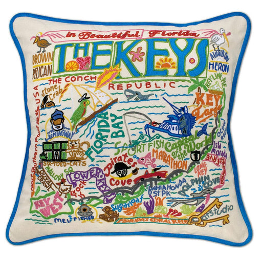 Quirks! Pillows The Keys Florida Hand-Embroidered Pillow