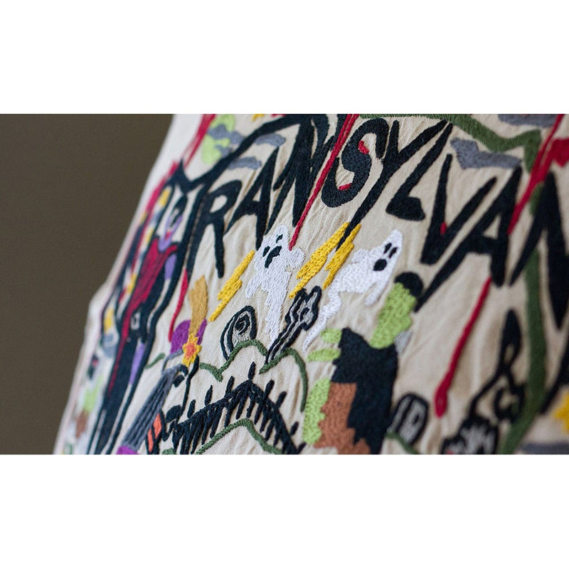 Quirks! Pillows Transylvania Halloween Hand-Embroidered Pillow