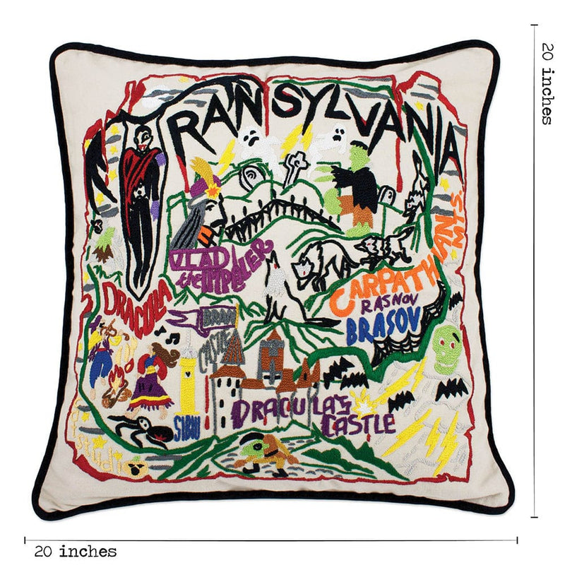Quirks! Pillows Transylvania Halloween Hand-Embroidered Pillow