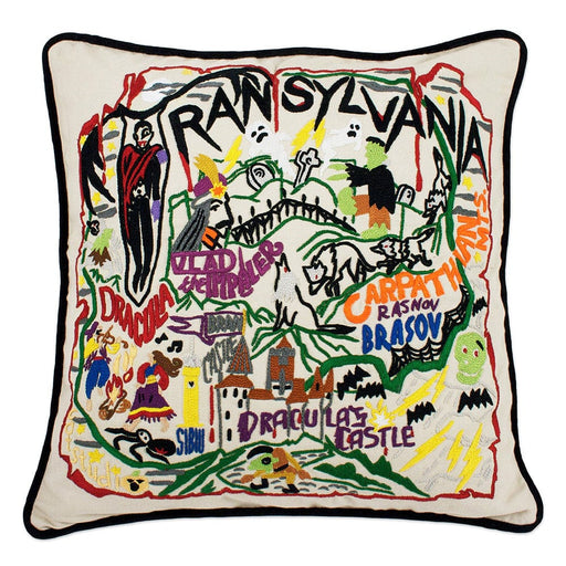 Quirks! Pillows Transylvania Halloween Hand-Embroidered Pillow