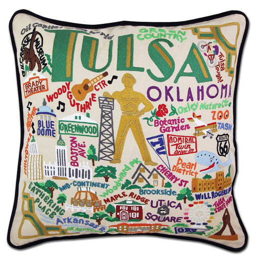Quirks! Pillows Tulsa Hand-Embroidered Pillow