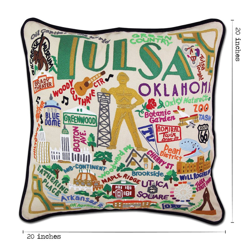 Quirks! Pillows Tulsa Hand-Embroidered Pillow